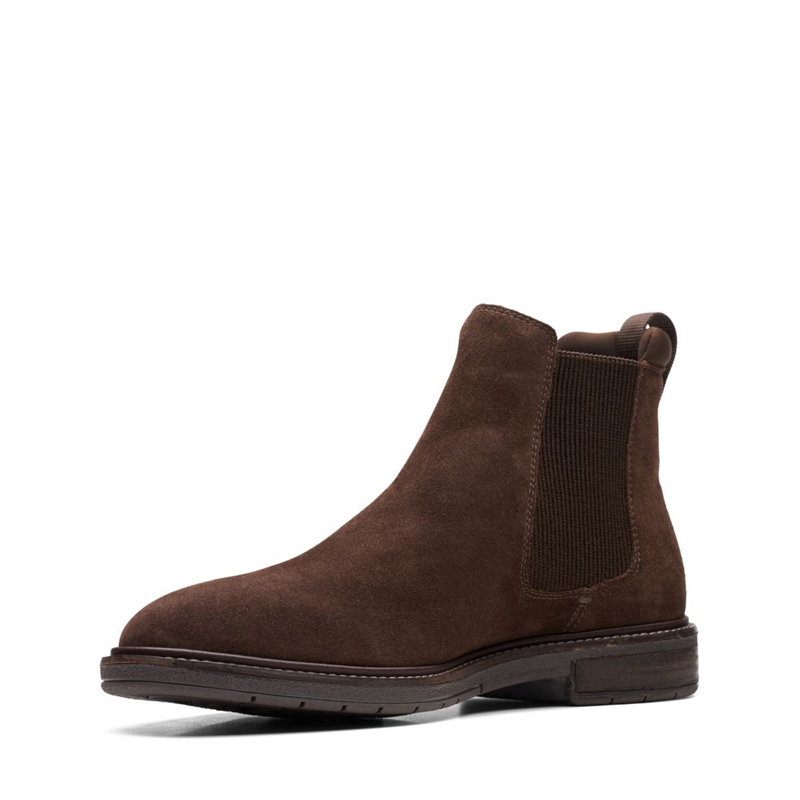 Chelsea Boots Clarks Clarkdale Hall Daim Marron Foncé Homme|JWG-5223636