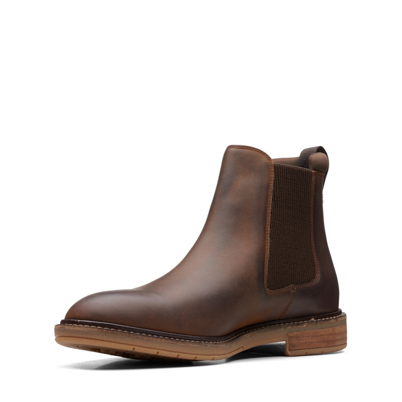 Chelsea Boots Clarks Clarkdale Hall Beeswax Cuir Marron Homme|XEV-4111443