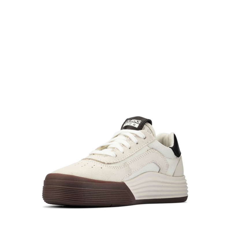 Baskets Clarks Cica Off Daim Blanche Enfant|CDO-3196288