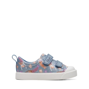 Mocassin Clarks City Bright Toddler Denim Bleu Enfant|REF-6404009