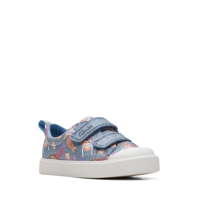 Mocassin Clarks City Bright Toddler Denim Bleu Enfant|REF-6404009