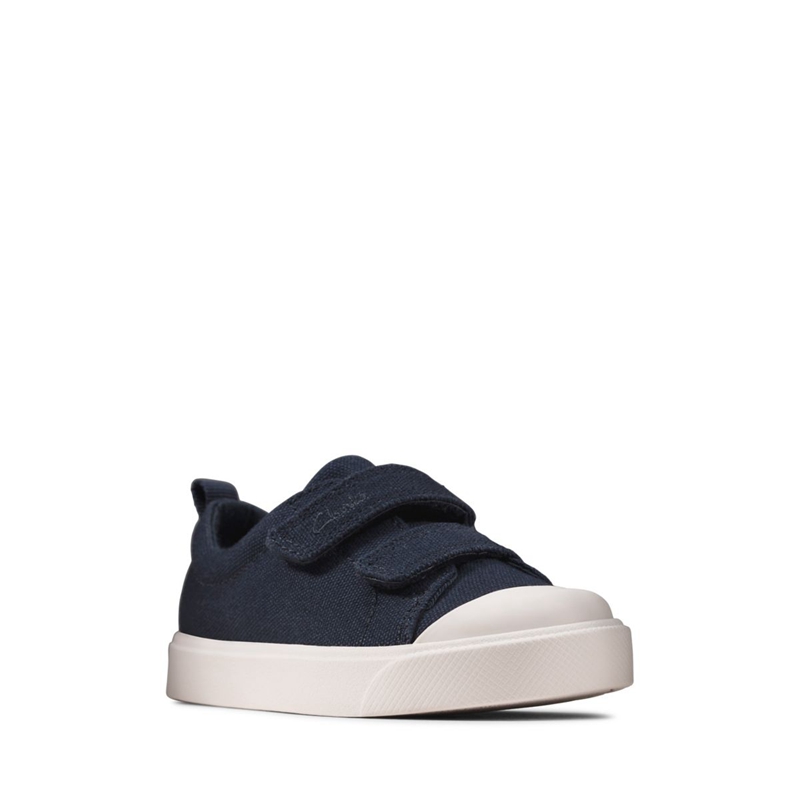 Mocassin Clarks City Bright Toddler Tela Bleu Marine Enfant|DUJ-6244773