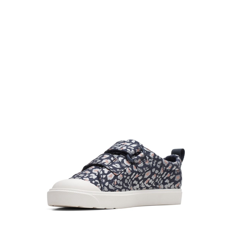 Mocassin Clarks City Bright Kid Combi Bleu Marine Enfant|OWE-5805293