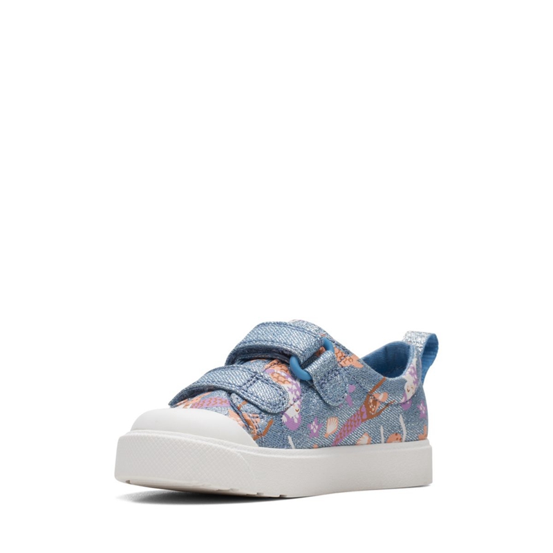 Mocassin Clarks City Bright Toddler Denim Bleu Enfant|REF-6404009