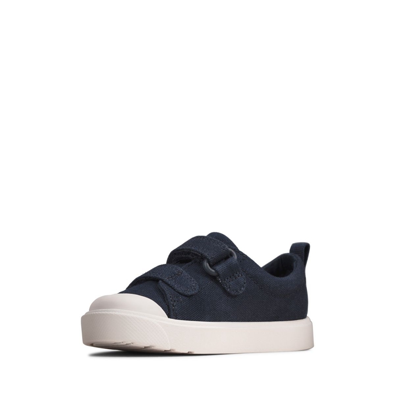 Mocassin Clarks City Bright Toddler Tela Bleu Marine Enfant|DUJ-6244773