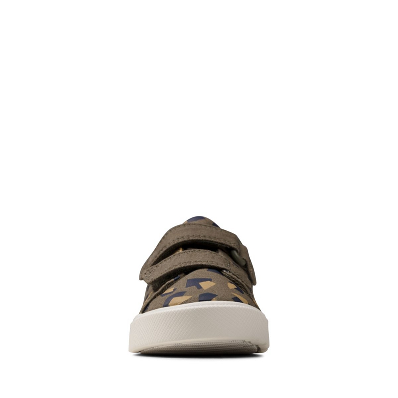 Mocassin Clarks City Bright Toddler Vert Olive Camouflage Enfant|UXQ-4085345