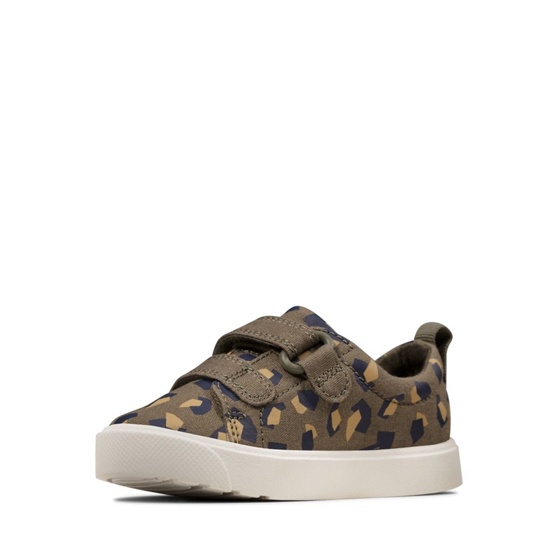 Mocassin Clarks City Bright Toddler Vert Olive Camouflage Enfant|UXQ-4085345