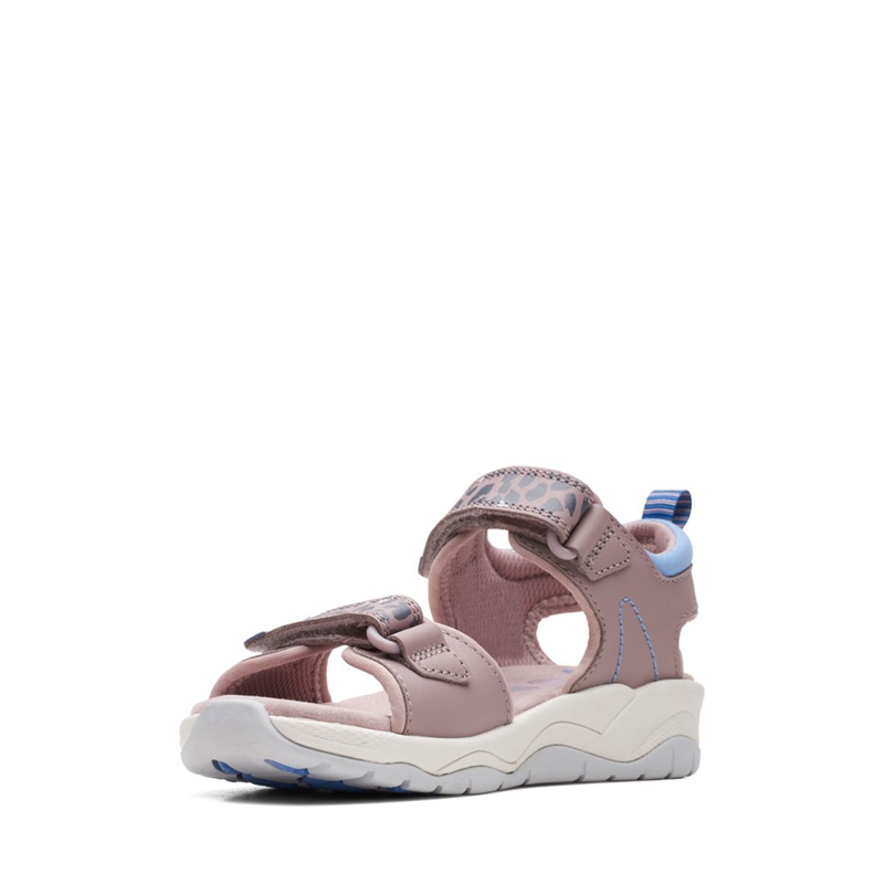 Sandales Clarks Clowder Print Kid Grise Rose Enfant|PIK-8062706