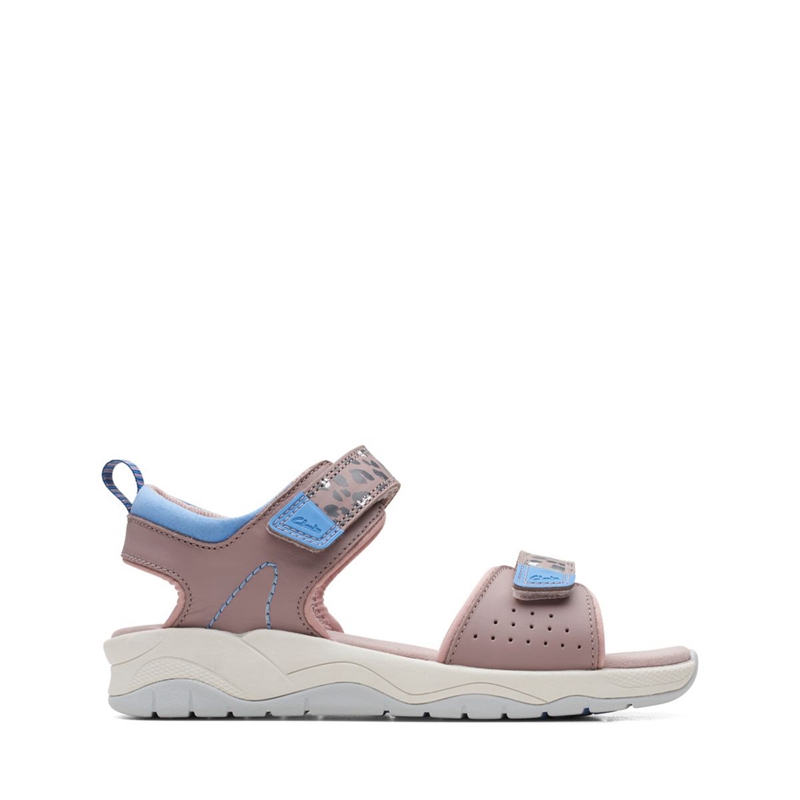 Sandales Clarks Clowder Print Older Grise Rose Enfant|ZXR-4043674