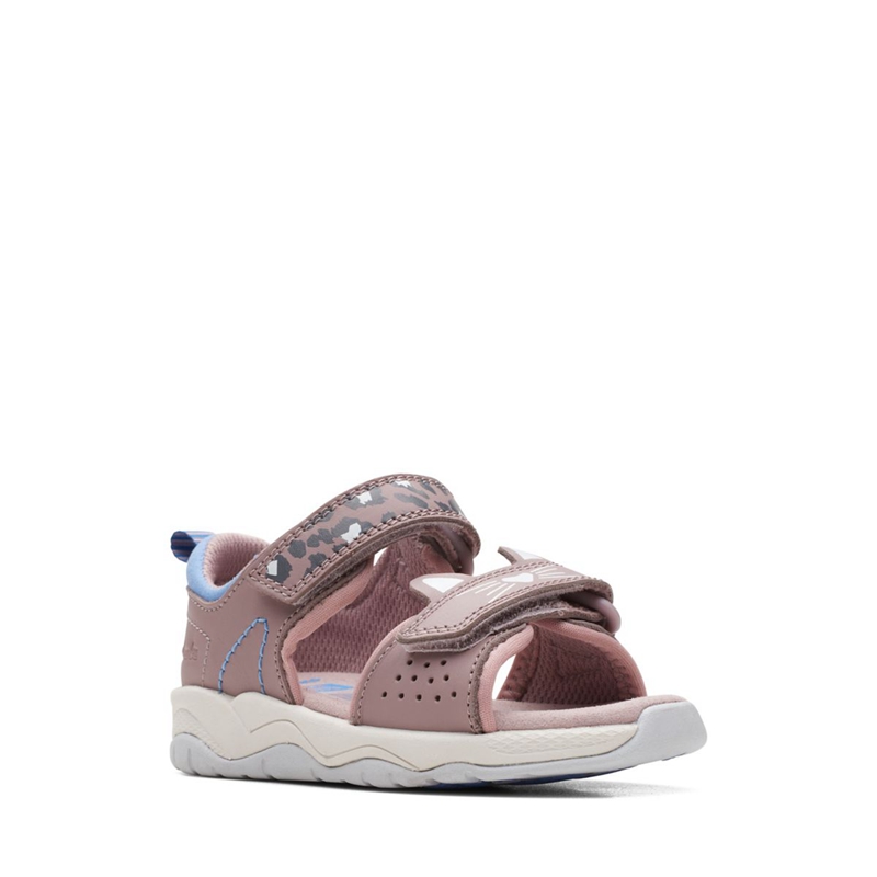 Sandales Clarks Clowder Print Toddler Grise Rose Enfant|ZHO-6916671