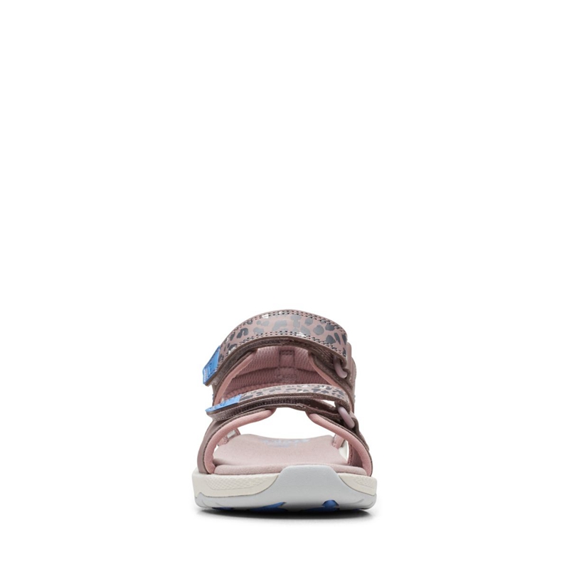 Sandales Clarks Clowder Print Older Grise Rose Enfant|ZXR-4043674