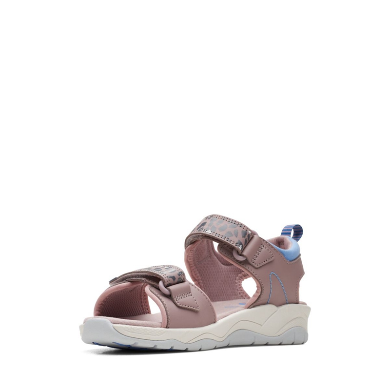 Sandales Clarks Clowder Print Older Grise Rose Enfant|ZXR-4043674