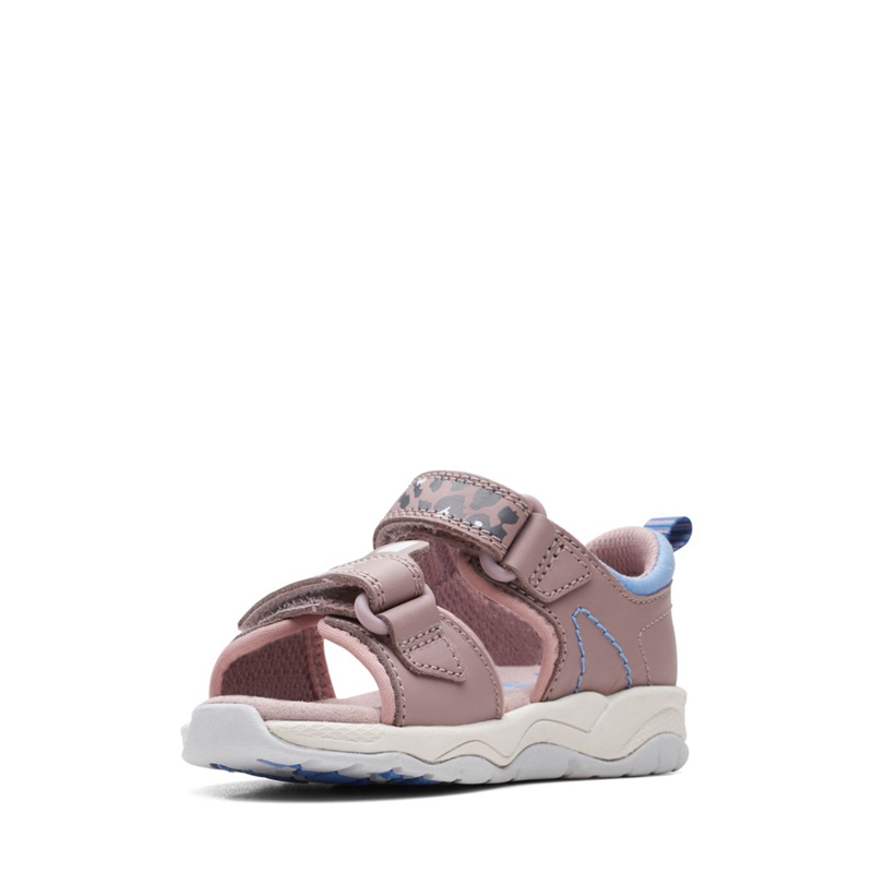 Sandales Clarks Clowder Print Toddler Grise Rose Enfant|ZHO-6916671