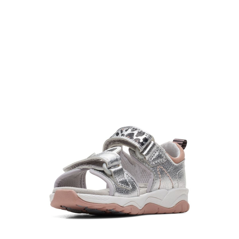 Sandales Clarks Clowder Print Toddler Argent Enfant|OUC-6254142